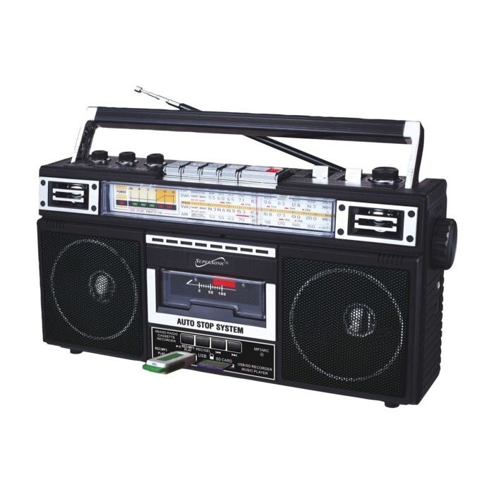 Supersonic SC-3201BT Retro 4-Band Radio and Cassette Player with Bluetooth