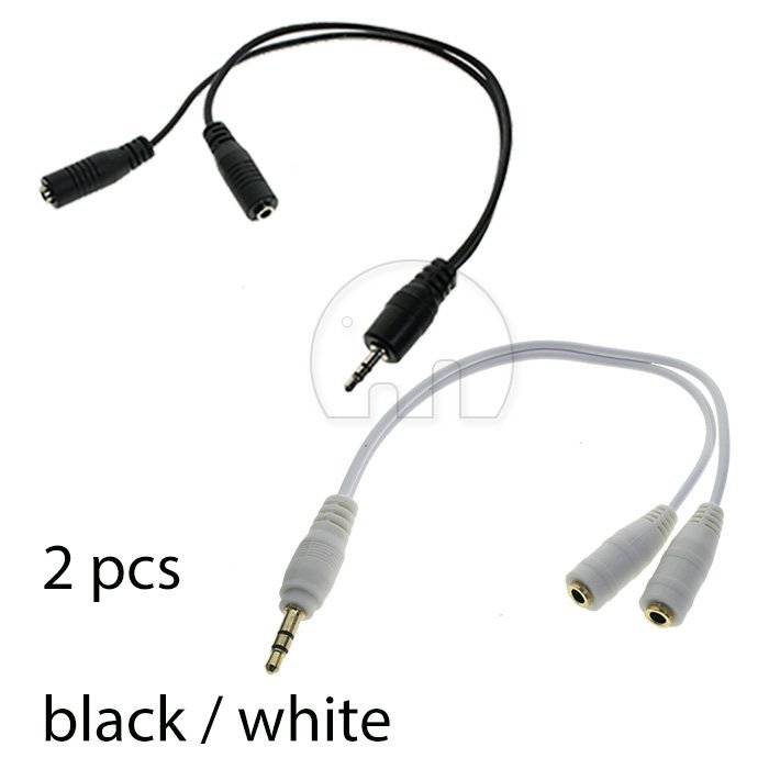 2x 3.5mm Headphone Splitter Jack Male to 2 Dual Female Cable lead audio Y UK