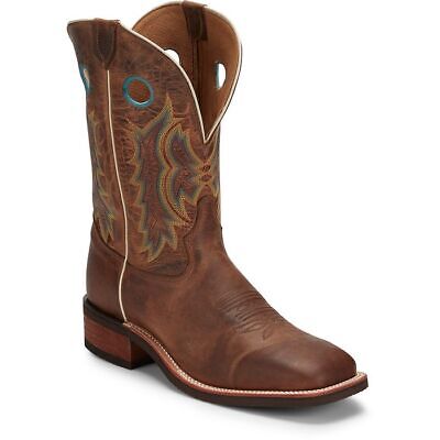 Pre-owned Tony Lama Men's 7973 Creedance 11" Brown Square Toe Stockman Heel Western Boots
