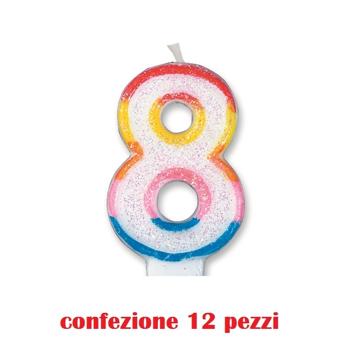 Set 12 Pezzi Candelina Candela Compleanno Numero 8 Happy Birthday Festa moc