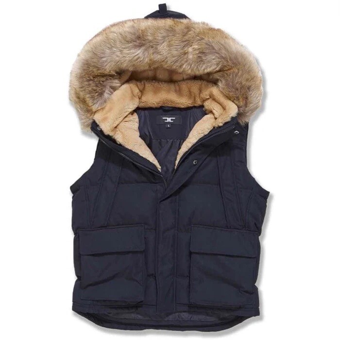 ジャケット・アウター fur docking hooded down vest AVIREX Fur-lined Down Vest, Hooded Vest, Jumper