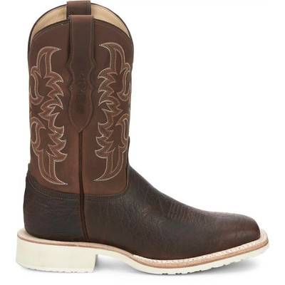 Pre-owned Justin Boots Justin Men's Aq7070 Ryker 11" Rootbeer Yeti (brown) Block Heel Western Boots