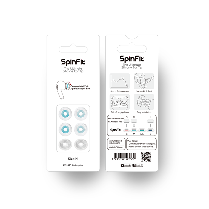 SpinFit CP1025-M Ultimate Silicone Ear Tip Specifically for Apple AirPods Pro - Picture 8 of 12