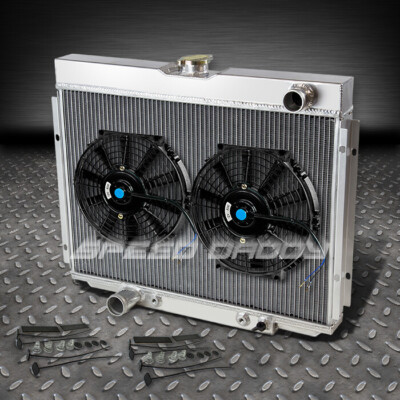 3-РЯДНЫЙ АЛЮМИНИЕВЫЙ ГОНОЧНЫЙ РАДИАТОР+ 2 ВЕНТИЛЯТОРА X 10 67-70 FORD MUSTANG/TORINO/FAIRLANE V8