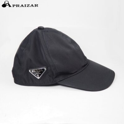 PRADA Baseball Cap Hat Nylon Black M Triangle Plate PRADA Baseball Cap Hat Nylon Black M Triangle Plate