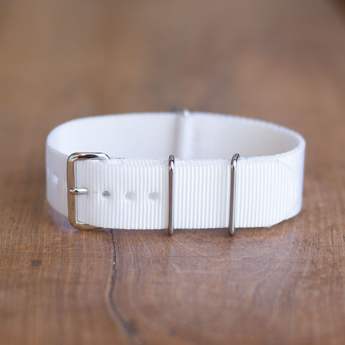Cinturino In Nylon Universale Ricambio Per Orologio Larghezza 16mm Bianco lac