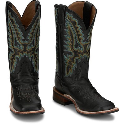 JUSTIN BOOTS JUSTIN WOMEN'S BR541 SHAY 11" BLACK MEDIUM SQUARE TOE WESTERN MID-CALF BOOTS