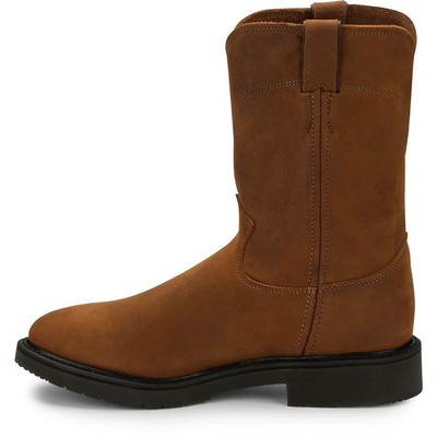 Pre-owned Justin Boots Justin Men's 4760 Conductor 10" Hazel Brown Round Toe Slip-resistant Work Boots In Hazel Brown (brown)