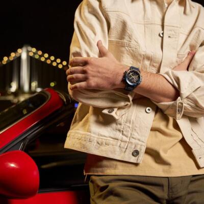 Pre-owned Casio Edifice Ecb-2000ynp-1ajf Nighttime Drive Series Bluetooth Blue Gold Men's