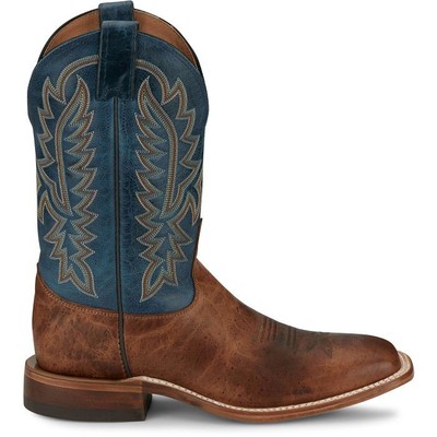 JUSTIN BOOTS JUSTIN MEN'S BR388 POSTON 11" AMBER (BROWN) SQUARE TOE WESTERN MID-CALF BOOTS