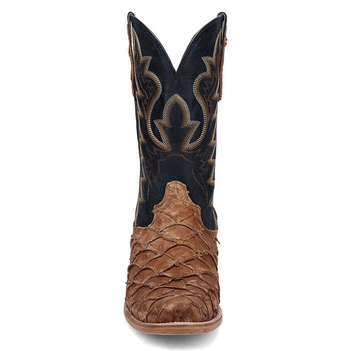 Pre-owned Dan Post Men's Riggs Pirarucu Boot Dp5021 In Tan/dark Blue