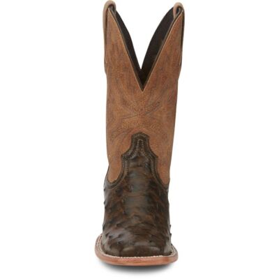 Pre-owned Tony Lama Women's Tl5405 Tori 11" Brown Full Quill Ostrich Sq Toe Western Boots In Golden (brown)