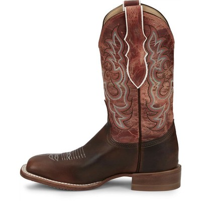 JUSTIN BOOTS JUSTIN WOMEN'S AQ7020 DUSTY 11" BROWN BLOCK HEEL SQUARE TOE WESTERN BOOTS