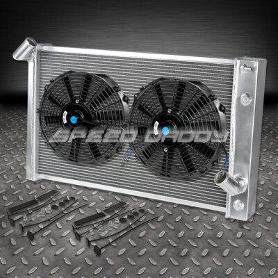 2-РЯДНЫЙ АЛЮМИНИЕВЫЙ ГОНОЧНЫЙ РАДИАТОР + 2 ТОНКИХ ВЕНТИЛЯТОРА ДЛЯ 69-72 CHEVY CORVETTE 454 7.0/7.4