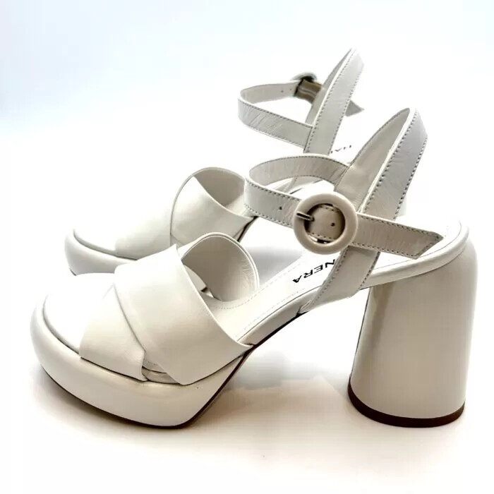 Pre-owned Halmanera Sandals With Platform  Ivory, Heel 10cm And Platform 3cm Art. Erika 04 In White