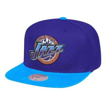 Мужская кепка Mitchell & Ness фиолетового/ бирюзового цвета из шерсти NBA Utah Jazz, 2 тона, HWC Snapback - OSFA