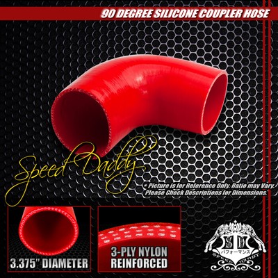 3.375 3-СЛОЙНЫЙ 90-ГРАДУСНЫЙ ОТВОДНОЙ ТУРБО / ВПУСКНОЙ ТРУБОПРОВОД СИЛИКОНОВЫЙ СОЕДИНИТЕЛЬНЫЙ ШЛАНГ / ТРУБА КРАСНОГО ЦВЕТА
