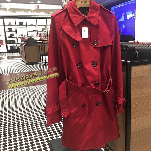 Pre-owned Coach Women's  Trench Coat - Color Ruby Size Small In Red