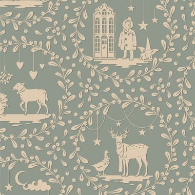 Tilda Merry Little Christmas Winterfriends Duck Egg Meterware Öko-Tex 25x110cm