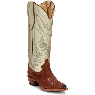JUSTIN BOOTS JUSTIN WOMEN'S VN4464 CLARA 15" BROWN ROUND TOE RIDING HEEL WESTERN BOOTS