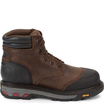 JUSTIN BOOTS JUSTIN MEN'S WK251 WARHAWK 6" BROWN NANO COMPOSITE TOE WATERPROOF EH WORK BOOTS