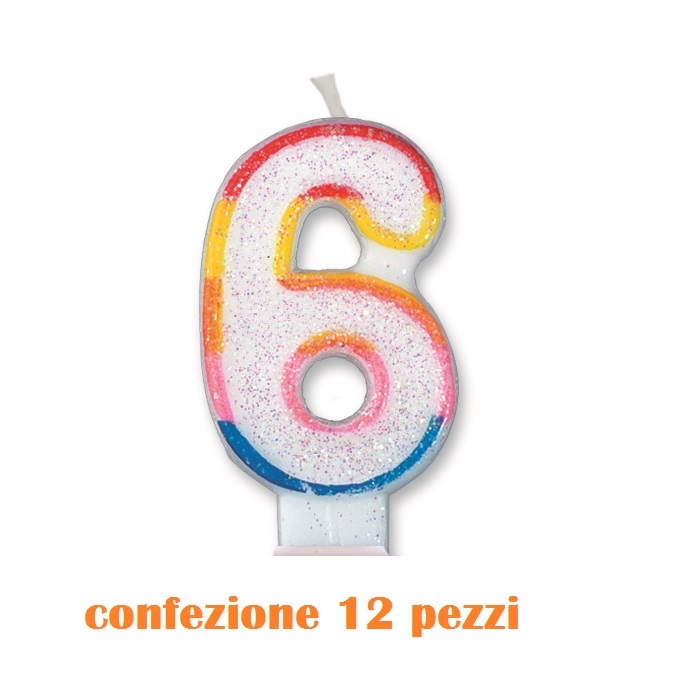 Set 12 Pezzi Candelina Candela Compleanno Numero 6 Happy Birthday Festa moc