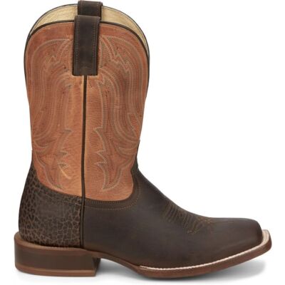 Pre-owned Tony Lama Men's Sa2012 Asher 11" Dark Brown Square Toe Block Heel Western Boots In Dark (brown)
