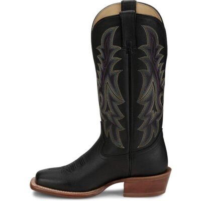 Pre-owned Tony Lama Women's Sa2102 Estrella 13" Ebony Square Toe Western Boot In Ebony (black)