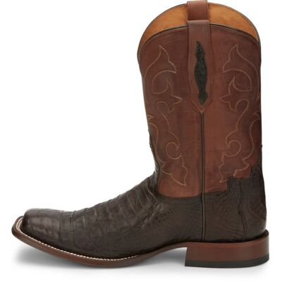Pre-owned Tony Lama Men's Tl5251 Canyon 11" Brown Caiman Belly Tail Sq Toe Western Boots