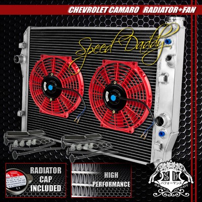 ПОЛНОСТЬЮ АЛЮМИНИЕВЫЙ 2-РЯДНЫЙ РАДИАТОР + 2X10 КРАСНЫХ ВЕНТИЛЯТОРА ОХЛАЖДЕНИЯ ДЛЯ 96-02 CAMARO/FIREBIRD MT