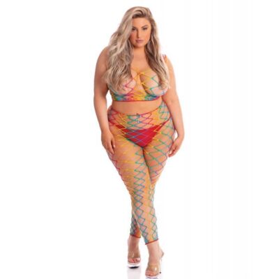 Pink Lipstick Roy G. Biv 2 pc Bodystocking Rainbow 
