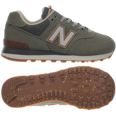 New Balance 574 olive men's low-top sneakers casual trainers suede NEW