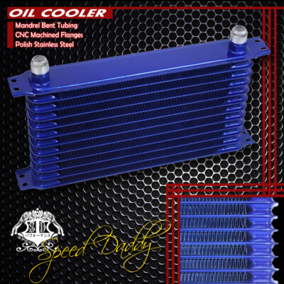 12-РЯДНЫЙ 10-ДЮЙМОВОЧНЫЙ ПОЛНОСТЬЮ АЛЮМИНИЕВЫЙ КОМПЛЕКТ ГОНОЧНОГО МАСЛЯНОГО РАДИАТОРА ДЛЯ ОХЛАЖДЕНИЯ ДВИГАТЕЛЯ/ТРАНСМИССИИ СИНЕГО ЦВЕТА