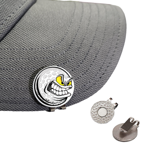 Golf Ball Marker 1in Angry Face (Hat Clip Available see options)