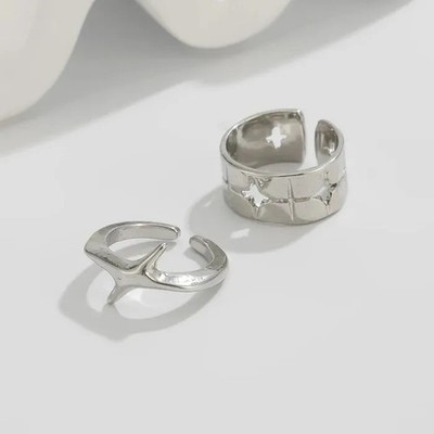 Unisex Punk Silber Vier Sterne Offener Ring Hip Hop Y2K Modeschmuck
