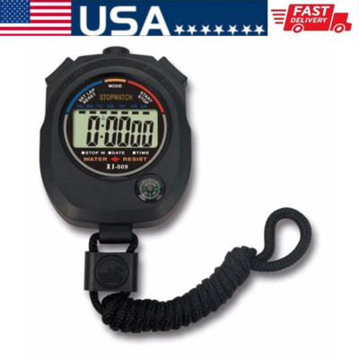 Waterproof Digital LCD Stopwatch Sports Counter Chronograph Timer Odometer Watch