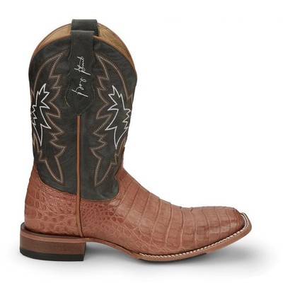 JUSTIN BOOTS JUSTIN MEN'S GR5706 HAGGARD 11" CAIMAN TAN SQUARE TOE WESTERN MID-CALF BOOTS