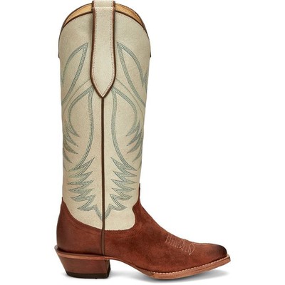 JUSTIN BOOTS JUSTIN WOMEN'S VN4464 CLARA 15" BROWN ROUND TOE RIDING HEEL WESTERN BOOTS