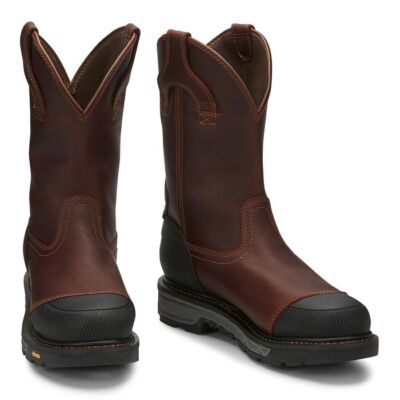 Pre-owned Justin Boots Justin Men's Wk2152 Warhawk Ii 11" Brown Waterproof Nano Comp Toe Work Boots In Chestnut (brown)