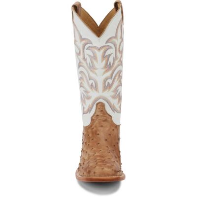 JUSTIN BOOTS JUSTIN MEN'S 8572 PASCOE 13" BROWN FULL QUILL OSTRICH SQ TOE BLOCK HEEL BOOTS