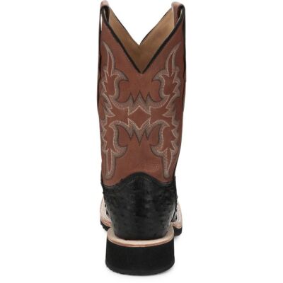 Pre-owned Justin Boots Justin Men's Aq8530 Drover 11" Onyx (black) Full Quill Ostrich Block Heel Boots