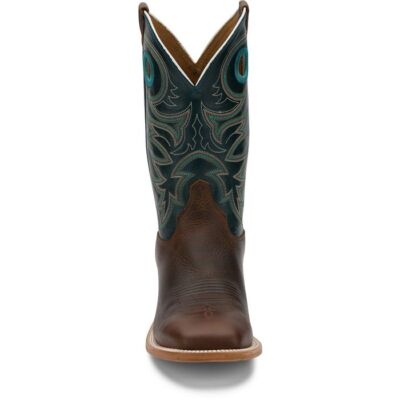 Pre-owned Justin Boots Justin Men's Br738 Austin 11" Dark Brown Broad Square Toe Block Heel Boots In Dark Brown (brown)