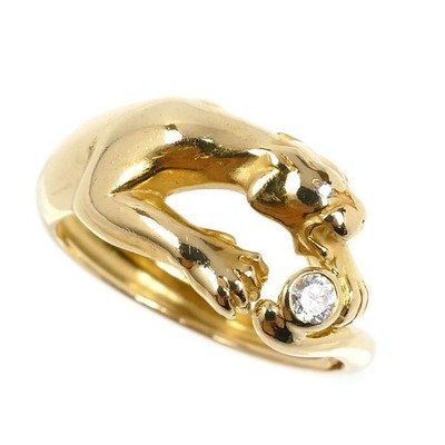 Carrera y Carrera K18YG Yellow Gold Panther Ring Diamond Size 12.5, 4.2g Women's