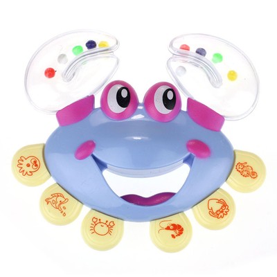 Kid Baby Children Crab Design Handbell Musical Instrument Jingle Rattle Toy Blue