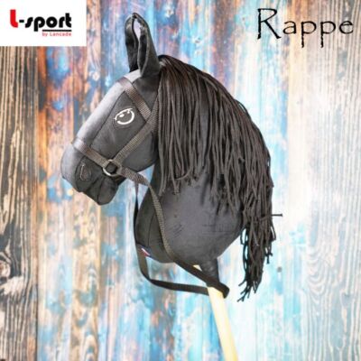 L-Sport Steckenpferd Hobby Horse groß Rappe mit Zaumzeug + Halfter