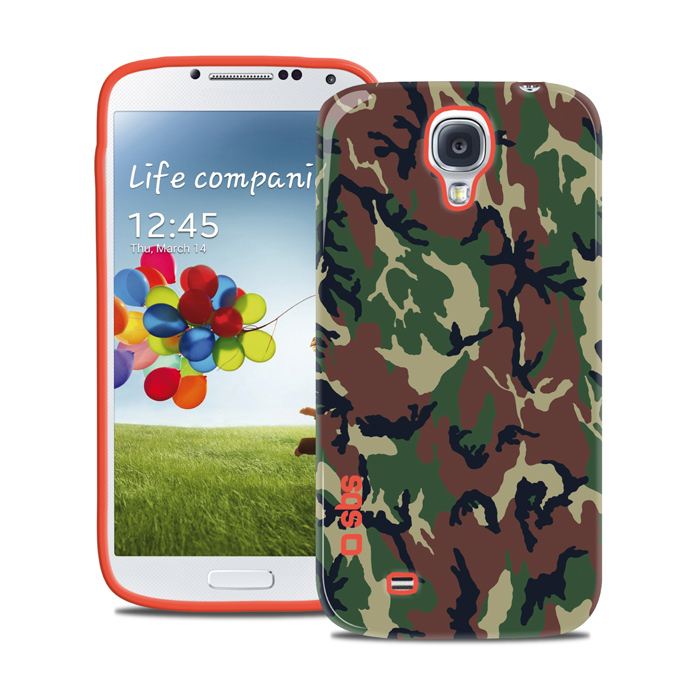 SBS CAMOUFLAGE MILITARE CUSTODIA CASE per SAMSUNG GT i9500 GALAXY S4 ARANCIONE