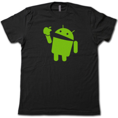 Android Eats Apple Super Soft Cotton T-Shirt FUNNY & Nerdy computer geek TSHIRT!