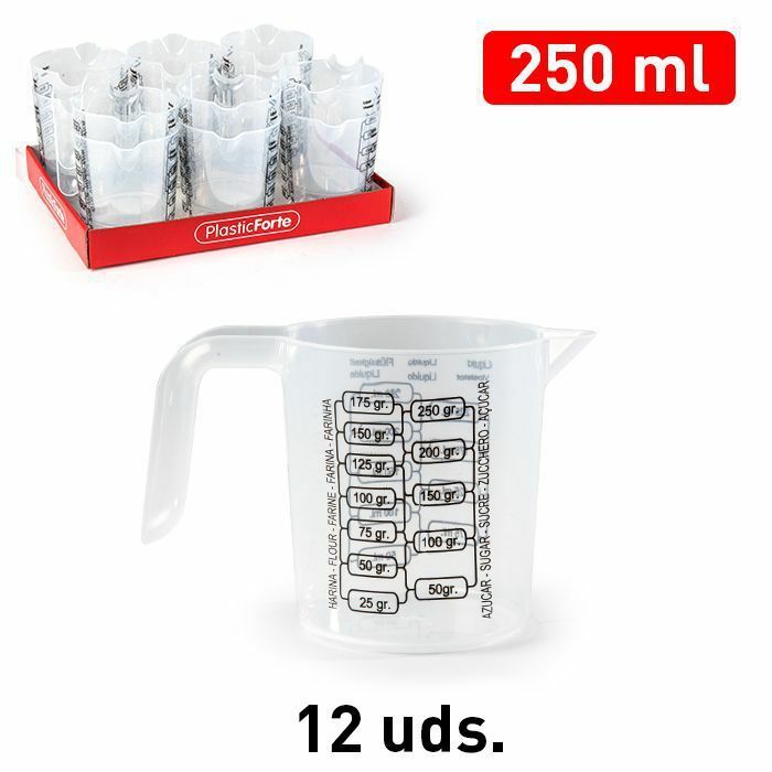 Set 12 Pezzi Caraffa Brocca Plastica Graduata Misurino Dosatore 250ml dfh