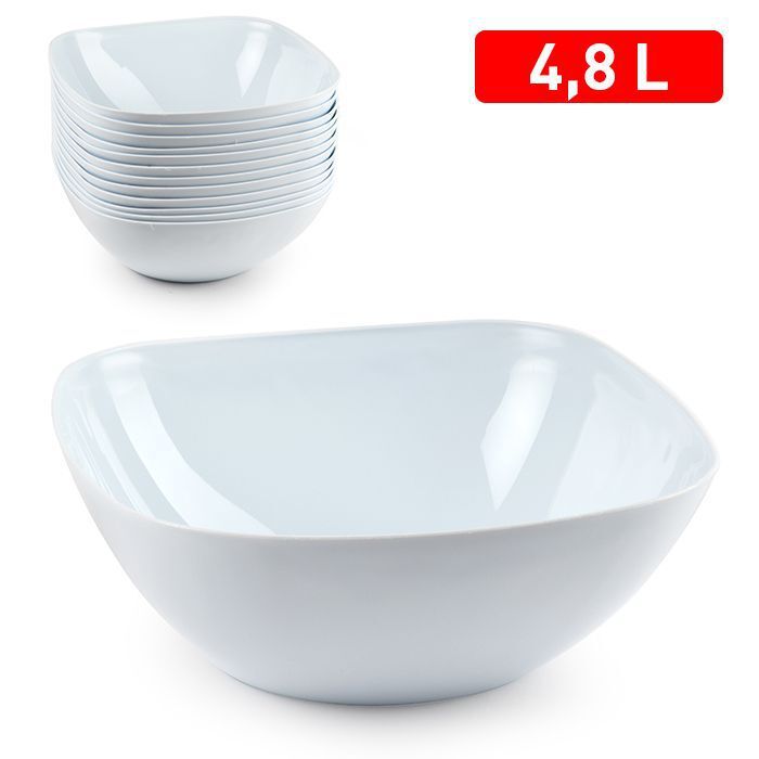 Set Servizio 12 Pezzi Piatti Ciotola Quadrata Opal Bianca Da 4,8Lt dfh