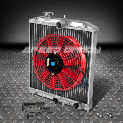 2-РЯДНЫЙ АЛЮМИНИЕВЫЙ ГОНОЧНЫЙ РАДИАТОР + 12 КРАСНЫХ ВЕНТИЛЯТОРОВ ДЛЯ 92-00 CIVIC EG/94-01 INTEGRA AT